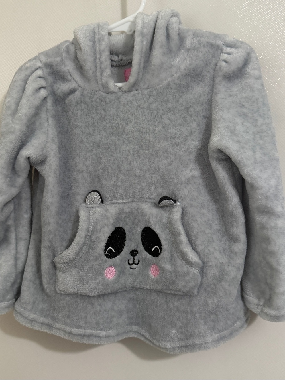 Freestyle Gray Plush Panda Pullover with Pink Cheeks Fuzzy Adorable